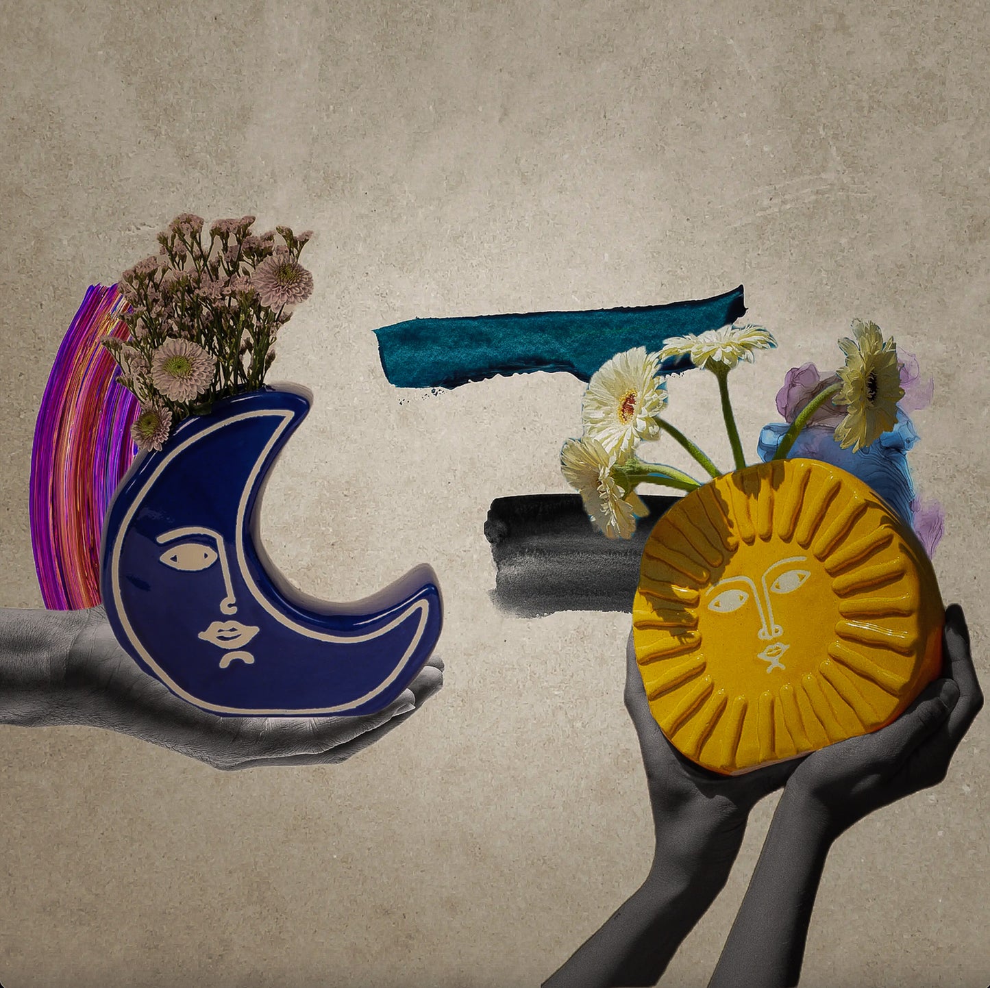 Vase soleil vase lune et vase visage vente vases et pots de fleurs livraison fleurs séchées. Kipok