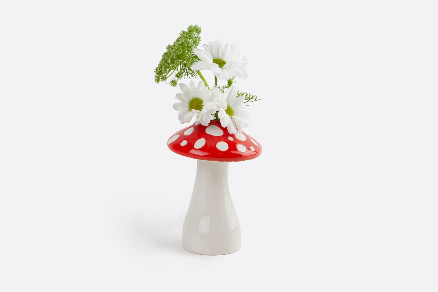 Vase  forme de champignon en céramique en rouge et blanc pour installer ton bouquet de fleurs. Vase en céramique. Kipok