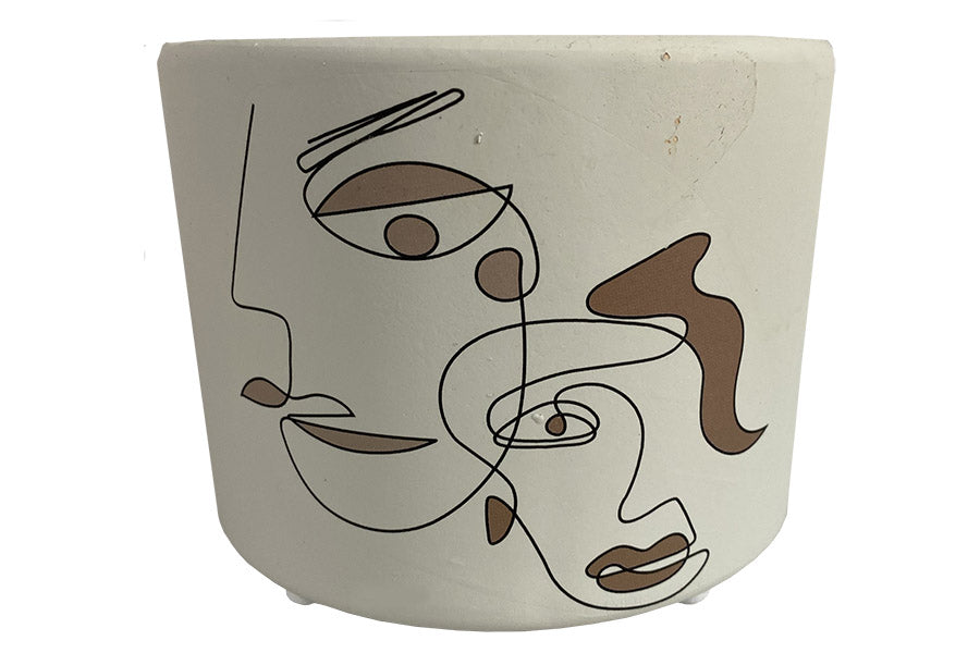 Cache pot visage dessin de traits de deux visages. pot visage petit . cache pot en ceramique non perce. Visage femme visage homme sur le pot fleurs. Cache pot pas cher. KIPOK idée cadeau drôle . petit cache pot cactus. pot en céramique. objets décoration. cache pot 12 cm. pot visage