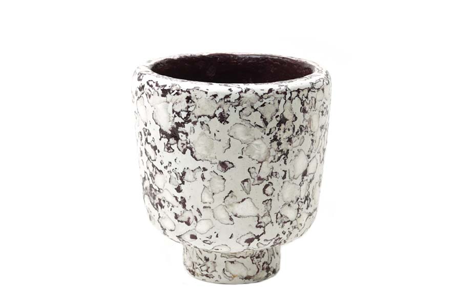 CACHE POT  AUBERGINE Terrazzo effet marbré. Pot de fleur d'intérieur aubergine et blanc fabriqué en plastique avec du papier recyclés. Pot de fleur pour plantes d'intérieur. Pot papier recyclé. cache pot design  écolo. pot rond. Kipok