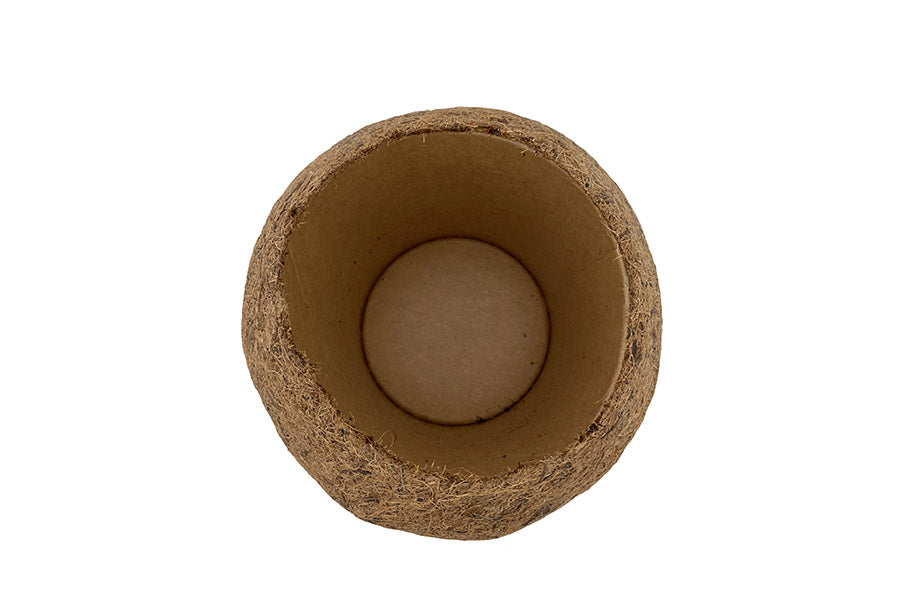 intérieur du cache-pot en coco  à suspendre. Pot  de fleur est vide sans fleurs. Kipok pot plante suspendu en fibre de coco naturel. Kipok   plante suspendue mur ou plafond. cache-pot en coco suspendu avec une plante verte à l'intérieur. Le pot en coco très leger. le pots de fleur respecte l'écologie. Kipok plante suspendu