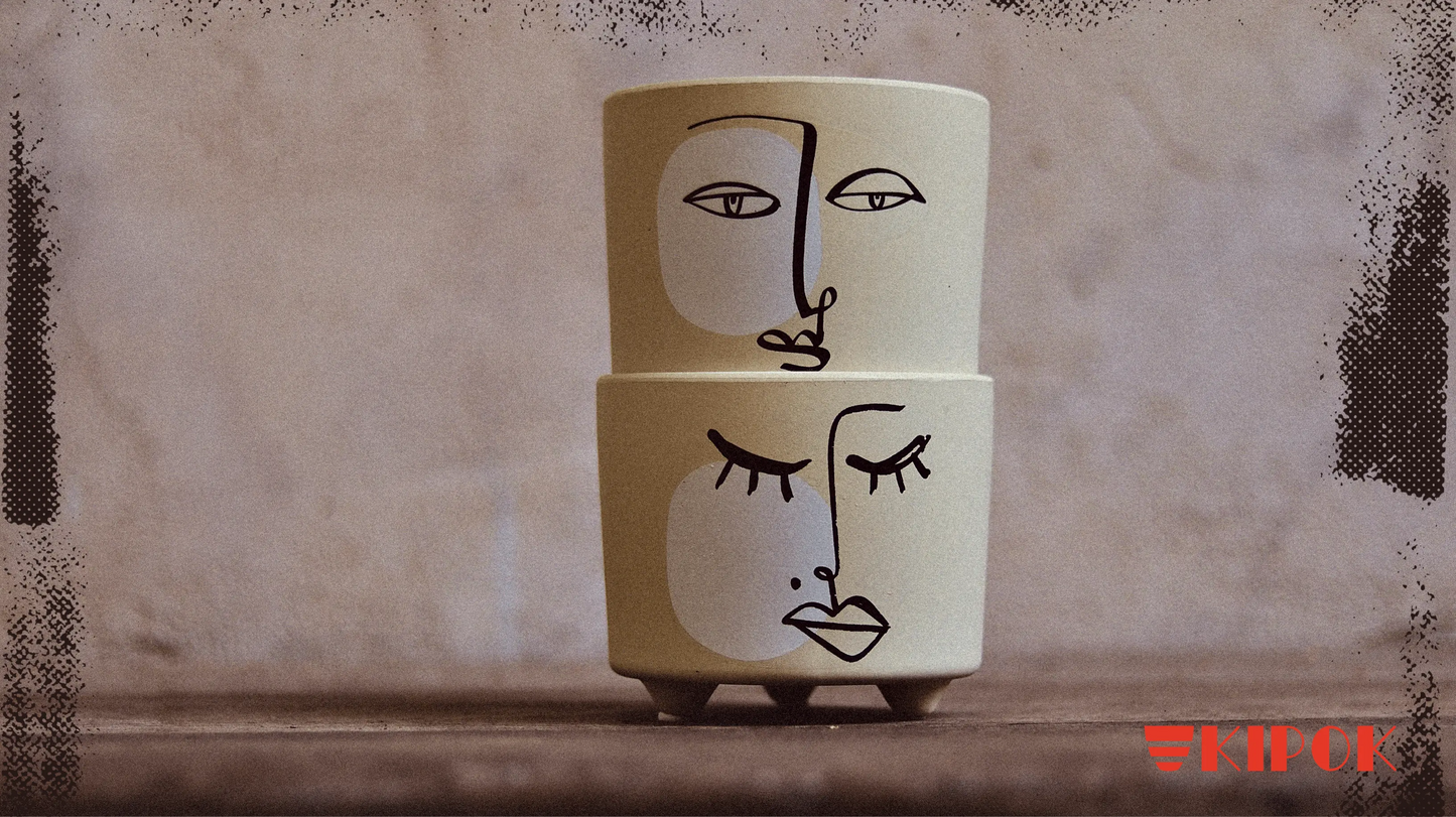 pot visage. Petit cache pot et pot de fleurs  avec visage. petit pot  vous donneront le sourire. petit pot de fleur pour plante petite ou petit cactus. Pot de fleur pas cher. Kipok. Visage pot de fleurs.
