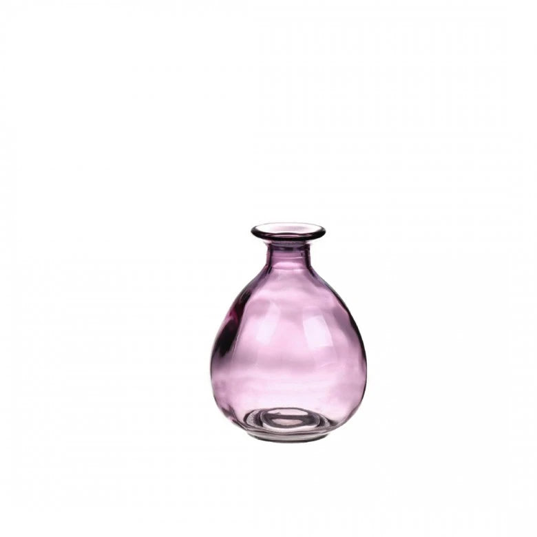 Vase rose mignion petit. ce petit vase en verre transparent rose forme de bonbonne hauteur 12 cm. Vase salle de bain ou vase pour chambre fille. Mini vase pour fleurs sechees. Kipok livraison vase .